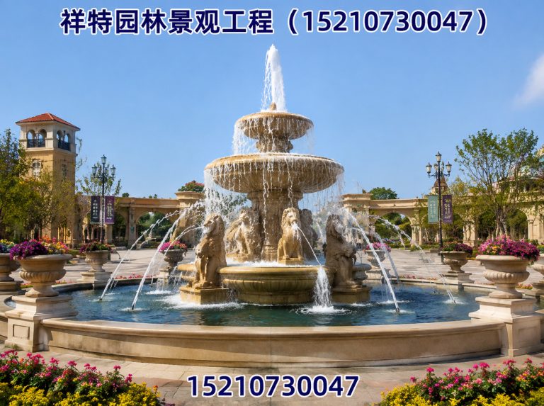 徐水区人工湖喷泉展示图